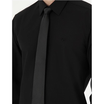 Black Slim Fit Basic рубашка с длинным рукавом