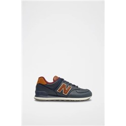 Zapatillas de piel 574 - Azul marino y marrón
