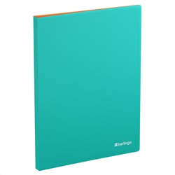 Папка с пружинным скоросшивателем Berlingo "Soft Touch Pro", 17мм, 700мкм, с внутр. карманом, бирюзовая, внутр. оранжевая, софт-тач