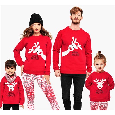 Новогодние толстовки для семьи на четверых "Team Rudolph" олени