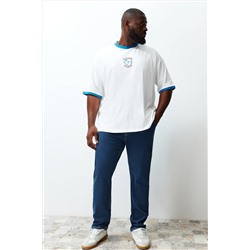 Navy Blue Slim Fit Гибкая ткань Большой размер джинсы джинсы tmnss24cj00000