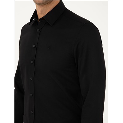 Black Slim Fit рубашка с длинным рукавом Amelor