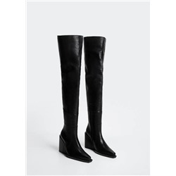 Bota piel caña alta -  Mujer | MANGO OUTLET España