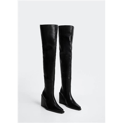 Bota piel caña alta -  Mujer | MANGO OUTLET España