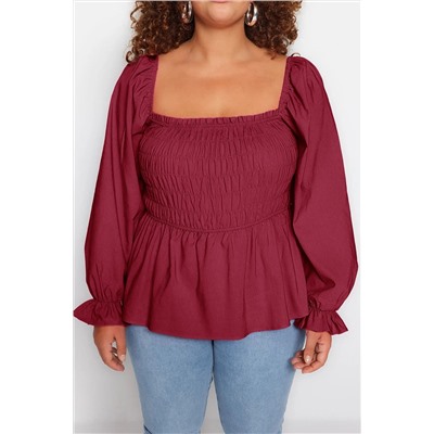 Bordeaux Giped Woven Blare Size Blouse TBBSS23AF00035
