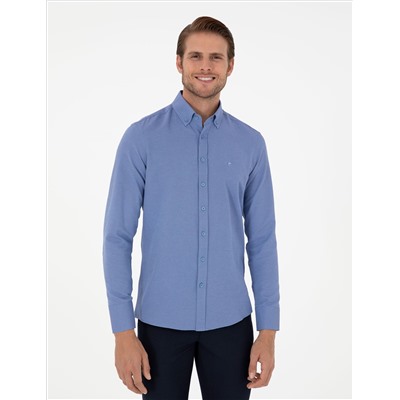 Blue Oxford Slim Fit рубашка с длинным рукавом