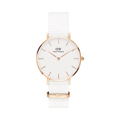 Reloj de cuarzo de poliéster Dover - 32 mm - Blanco y rosa dorado