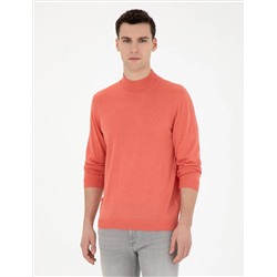Лосось Slim Fit Half Fisherman Wool Sipe Смешанный базовый вязаный свитер