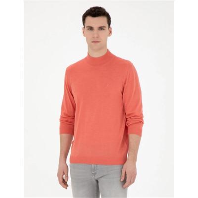 Лосось Slim Fit Half Fisherman Wool Sipe Смешанный базовый вязаный свитер