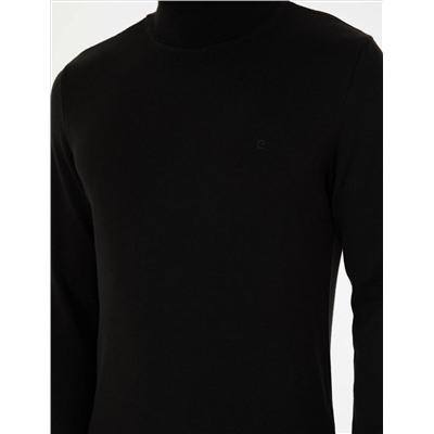 Black Slim Fit Fisherman воротниц Основной вязаный свитер