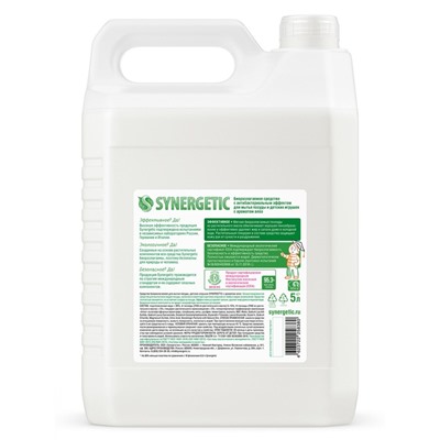 Средство для мытья посуды Synergetic "Алоэ вера", с антибактериальным эффектом, 5 л