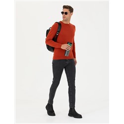 Kiremit Slim Fit Bicycle Neck Basic Knitwear Казах