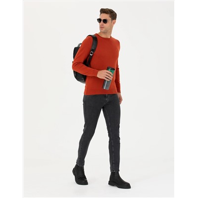 Kiremit Slim Fit Bicycle Neck Basic Knitwear Казах