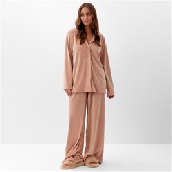 Костюм женский (рубашка и брюки) KAFTAN Plushy р. 48-50, бежевый
