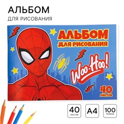 Альбом для рисования А4, 40 листов 100 г/м², на скрепке, «Человек-паук»