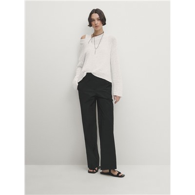 Pantalón tiro bajo recto wide leg