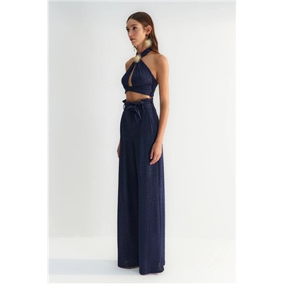 X Zeynep Tosun Navy Belled Silveli вязание брюки tclss23pl00002