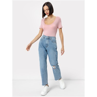 Футболка женская regular fit в дымчато-розовом цвете
