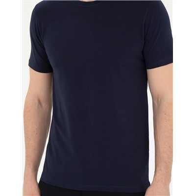 Темно -синий Slim Fit Basic T -For