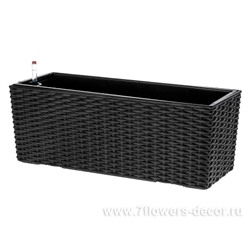 Кашпо PLANTA VITA "Balcony Twist black" с автополивом (пластик), 50х19хH19 см