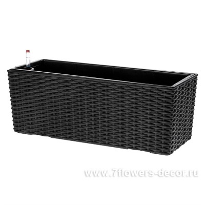 Кашпо PLANTA VITA "Balcony Twist black" с автополивом (пластик), 50х19хH19 см