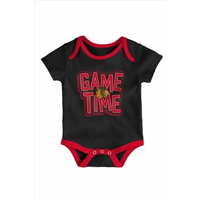 Fanatics NHL Chicago Blackhawks 3 Piece Game Time Black Bodysuit