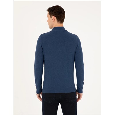 Indigo Melanj Slim Fit Half Fisherman воротник Основной вязаный свитер