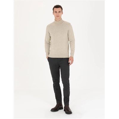 Песчанный меландж Slim Fit Fisherman воротник базовый трикотажный свитер