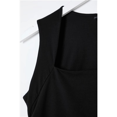 Черный флэш -квадратный вырез Shirred Blouse TBBSS25AF00027