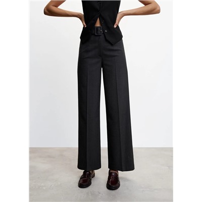 Pantalón tiro alto cinturón -  Mujer | MANGO OUTLET España