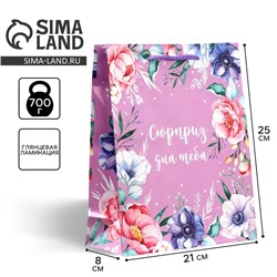 Пакет подарочный ламинированный, упаковка, «With great love», ML 21 х 25 х 8 см
