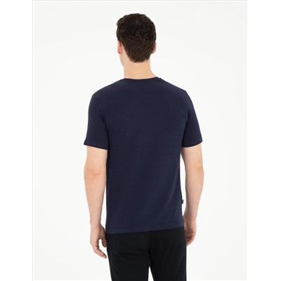 Темно -синий Slim Fit Basic T -For