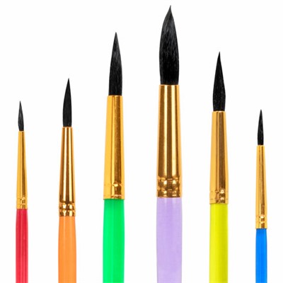 Кисти БЕЛКА набор 6 шт. (круглые № 1, 2, 3, 4, 5, 6), блистер, ЮНЛАНДИЯ, 201082