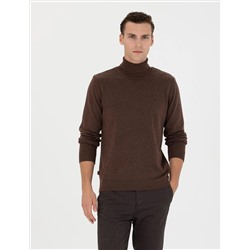 Brown Slim Fit Fisherman воротниц Основной вязаный свитер
