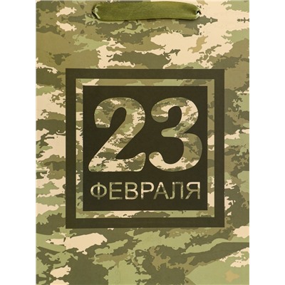 Пакет подарочный вертикальный «Камуфляж»,   ML 23 × 27 × 11.5 см