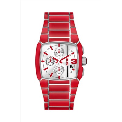 Reloj de cuarzo de acero Cliffhanger - Cronógrafo - Rojo y plateado