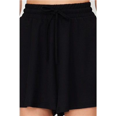 Черная комфортная резка нормальная талия Bürümcük/Textul вязание Short Twoss22sr0212