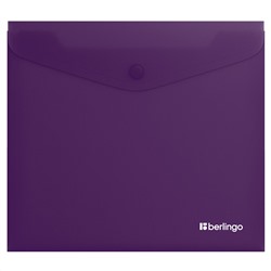 Папка-конверт на кнопке Berlingo "Soft Touch", А5+, 200мкм, софт-тач, фиолетовая