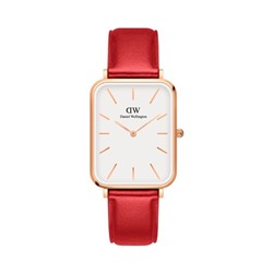 Reloj de piel Pressed Suffolk - 29 x 36,5 mm - Rojo y rosa dorado