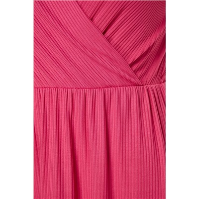 Fuchsia v -neck Volan вязание платье большого размера TBBSS23AH00030