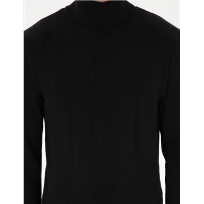 Black Slim Fit Fisherman воротник из смешанного трикотажного свитера