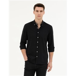 Black Slim Fit рубашка с длинным рукавом