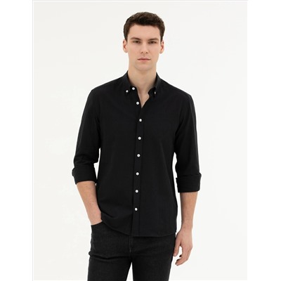 Black Slim Fit рубашка с длинным рукавом