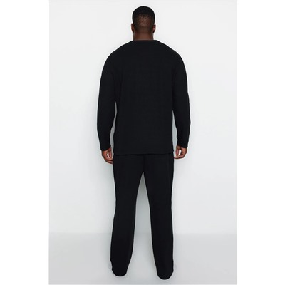 Black Fort Fit Waffletting Pajama Set Tmnaw24AI00001