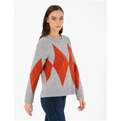 Серый Selanj Comfort Fit Свитер