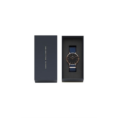 Reloj de cuarzo de tela y chapado en oro rosa Bayswater