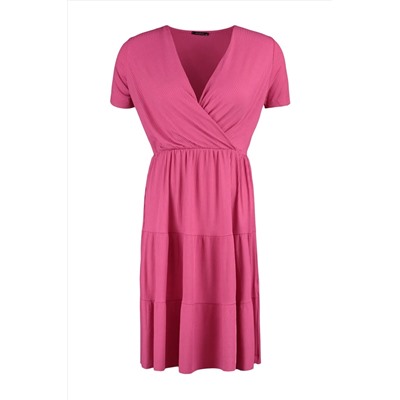 Fuchsia v -neck Stakter вязание платья большого размера TBBSS22EL1638