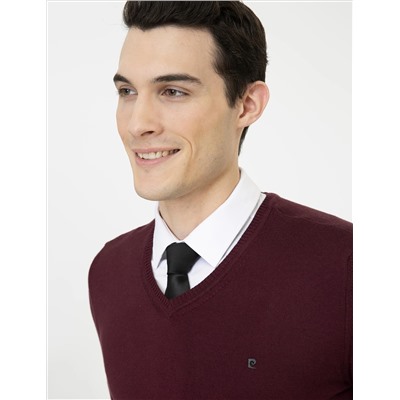 Bordeaux Slim Fit v Yaka Basic Knitwear Казах