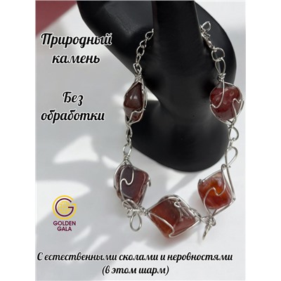 Крупный браслет из натурального камня Агат БР013/7 сердолик