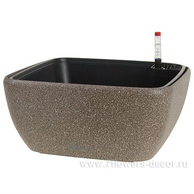 Кашпо PLANTA VITA "Square Stone brown" с автополивом (пластик), 28х28хH12 см